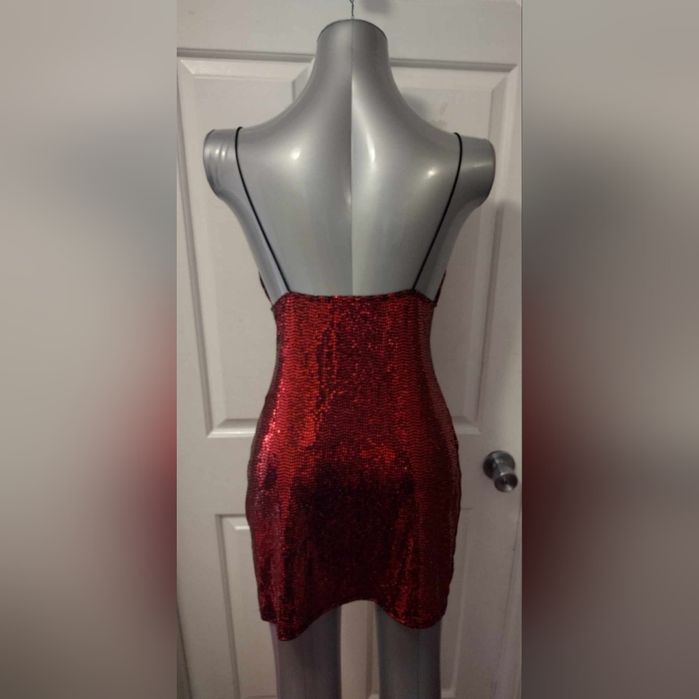 Charlotte Russe Red Sequin Backless Mini Dress - Picture 3 of 7